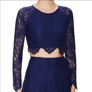 For Love and Lemons Blue Lace Crop Top